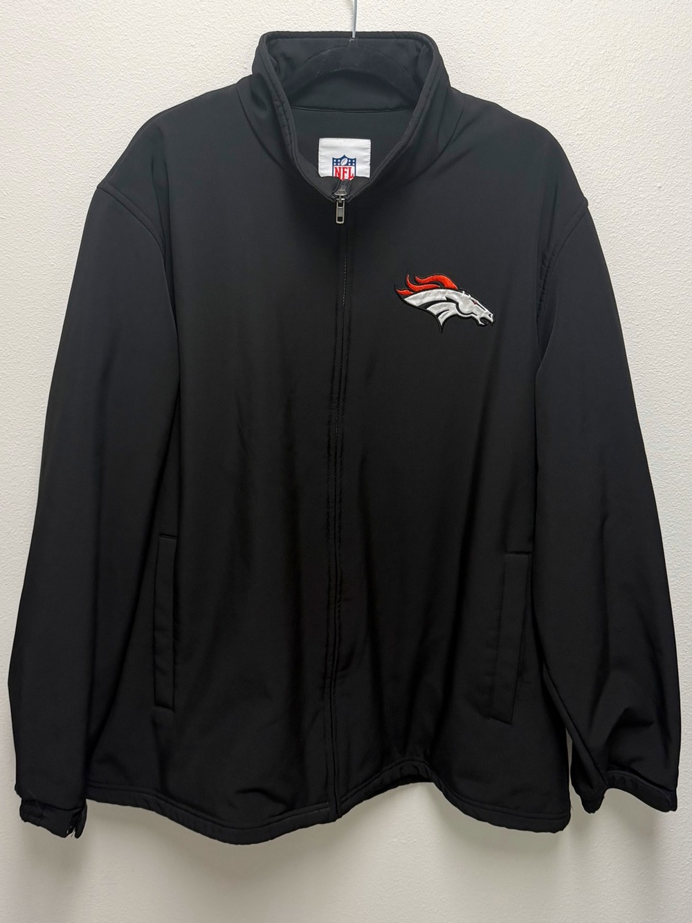 NFL Black Windbreaker Jacket with Denver Broncos Logo for Men